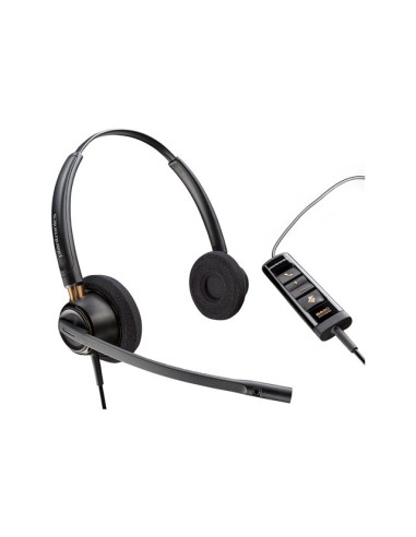 HP Poly EncorePro 525-M EncorePro 500 серия слушалки на ухото с кабелно активно шумопотискане USB-A черен Сертифициран за Mic