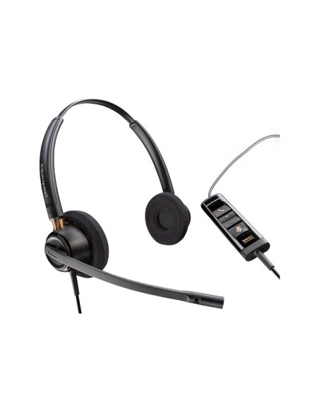 HP Poly EncorePro 525-M EncorePro 500 серия слушалки на ухото с кабелно активно шумопотискане USB-A черен Сертифициран за Mic