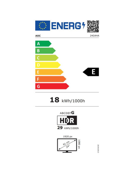 AOC 24G4HA, 23.8" IPS WLED, 1920x1080@200Hz, 1ms GtG, 0.5ms MPRT, 300cd m/2, 1000:1, 80M:1 DCR, Adaptive Sync, FlickerFree, L