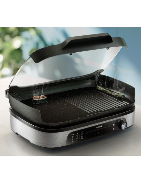 PHILIPS Contact Grill 5 температурни настройки стъклен капак 2400W