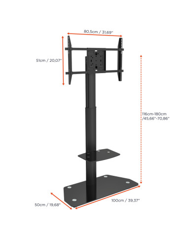 celexon Professional height-adjustable display trolley Adjust-3270MP Portrait