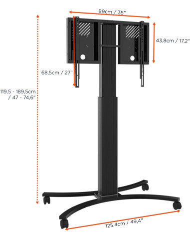 celexon Expert electric height adjustable display trolley Adjust-4286MB