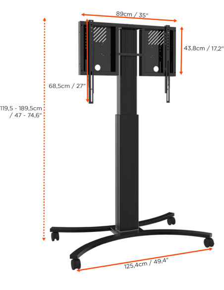 celexon Expert electric height adjustable display trolley Adjust-4286MB