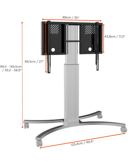 celexon Expert electric height adjustable display trolley Adjust-4286MS