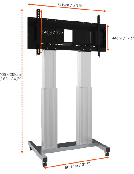 celexon Expert electric height adjustable display trolley Adjust-70120MS