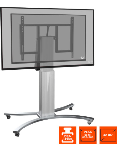 celexon Expert electric height adjustable display trolley Adjust-V4286S with tilt function