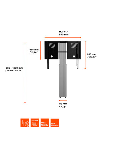 celexon Expert electric height adjustable display stand Adjust-4275WS with wall mounting