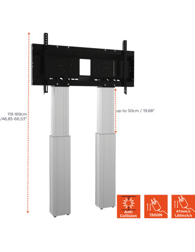 celexon Expert electric height adjustable display stand Adjust-70120WS with wall mounting