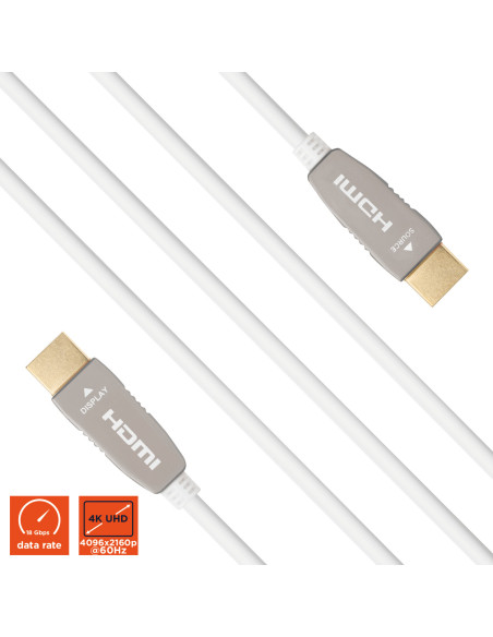 celexon UHD Optical Fibre HDMI 2.0b Active CableWhite