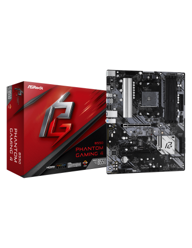 ASROCK Main Board Desktop B550 PHANTOM GAMING 4 (AM4, B550, 4xDDR4, 1xPCIe 4.0 x16, 1xPCI 3.0x16, 2xPCIe 3.0x1, 6xSATA, 1xM.2