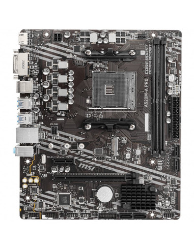 MSI Main Board Desktop A520M-A PRO (A520, AM4, 2xDDR4, 1x PCI-E 3.0 x16 slot,1x M.2 slot,4x USB 3.2 Gen1,2x USB 2.0,1x HDMI,1