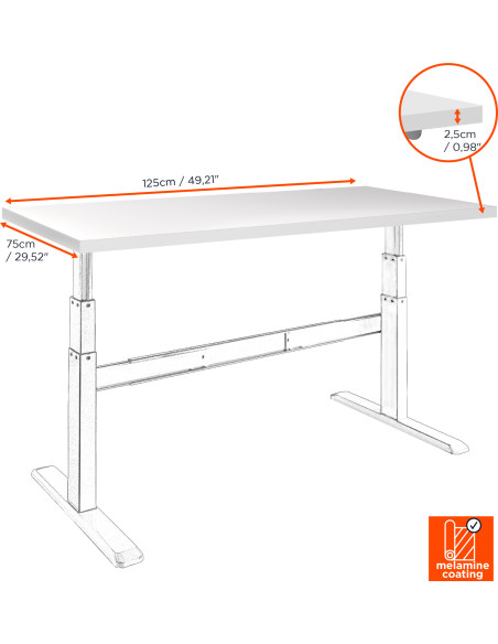 celexon table topfor Adjust desk, white