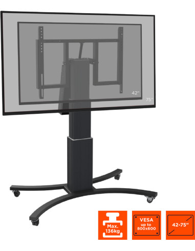 celexon Expert electric height adjustable display trolley Adjust-V4275B with tilt function