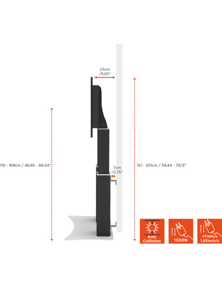 celexon Expert electric height adjustable display stand Adjust-70120PB
