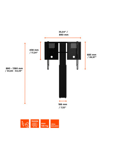 celexon Expert electric height adjustable display stand Adjust-4275WB with wall mounting