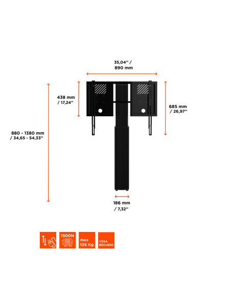 celexon Expert electric height adjustable display stand Adjust-4275WB with wall mounting