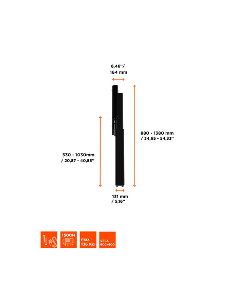 celexon Expert electric height adjustable display stand Adjust-4275WB with wall mounting