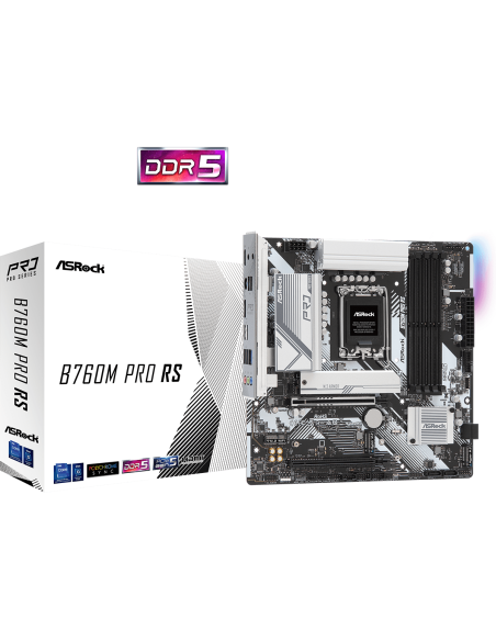 ASROCK MB Desktop B760M Pro RS (S1700, 4x DDR5, 1x PCIe 5.0 x16, 1x PCIe 3.0 x16, 1x PCIe 3.0 x1, 3x Hyper M.2 PCIe Gen4x4, 4