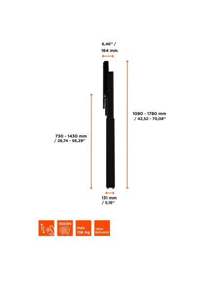 celexon Expert electric height adjustable display stand Adjust-4286WB with wall mounting
