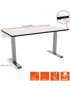 celexon electric height adjustable desk Professional eAdjust-58123 - grey, incl. HPL table top 2