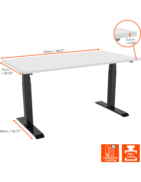 celexon electric height adjustable desk Professional eAdjust-58123 - Black, incl. tabletop