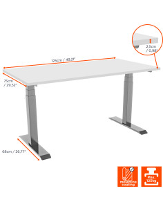 celexon electric height adjustable desk Professional eAdjust-58123 - Grey, incl. tabletop 2