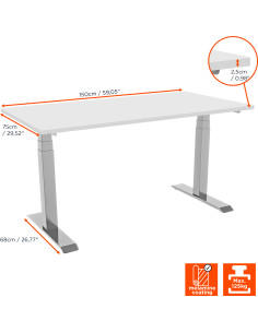 celexon electric height adjustable desk Professional eAdjust-58123 - White, incl. tabletop 2
