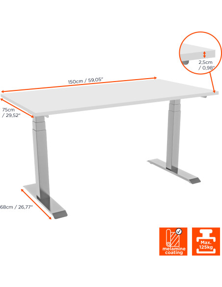 celexon electric height adjustable desk Professional eAdjust-58123 - White, incl. tabletop
