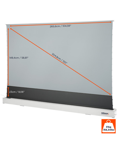 celexon CLR HomeCinema UST High Contrast Electric Floor Screen 120,White