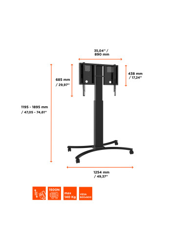 celexon Expert electric height-adjustable display trolley for Samsung Flip