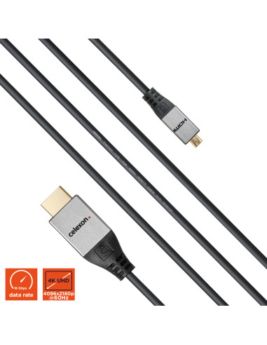 celexon HDMI to Micro HDMI Cable with Ethernet - 2.0a/b 4K 3.Professional Line