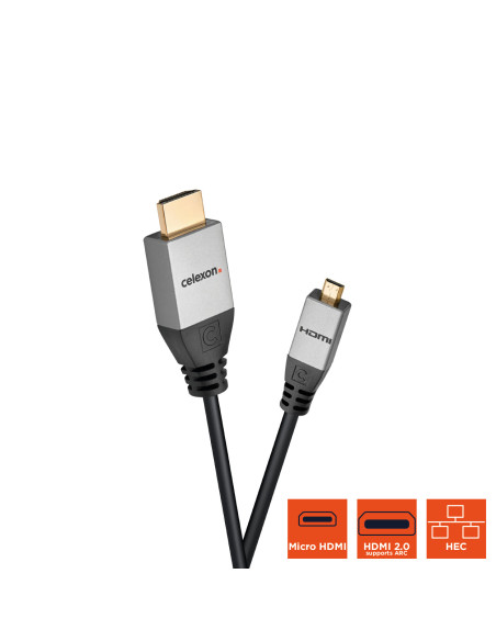 celexon HDMI to Micro HDMI Cable with Ethernet - 2.0a/b 4K 3.Professional Line