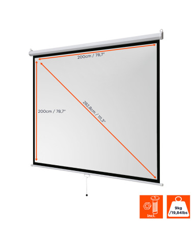 celexon basic Manual pull down screen,Format 1:1, Home cinema screen, Projection screen, 3D screen, Full HD screen, projector