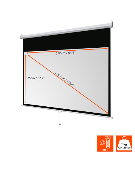 celexon basic Manual pull down screen,Format 16:9, Home cinema screen, Projection screen, 3D screen, Full HD screen, projecto