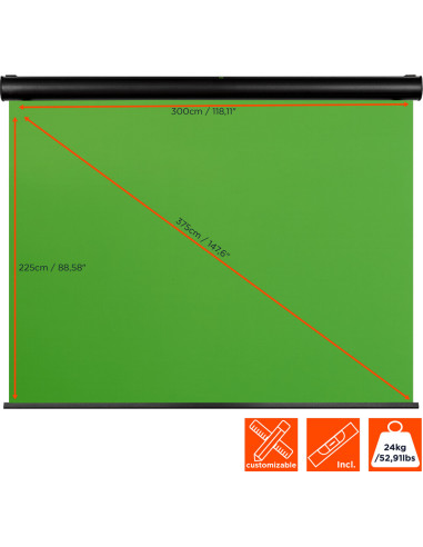 celexon Electric Chroma Key Green Screenideal large background for high-quality video content, online training or webcam meet