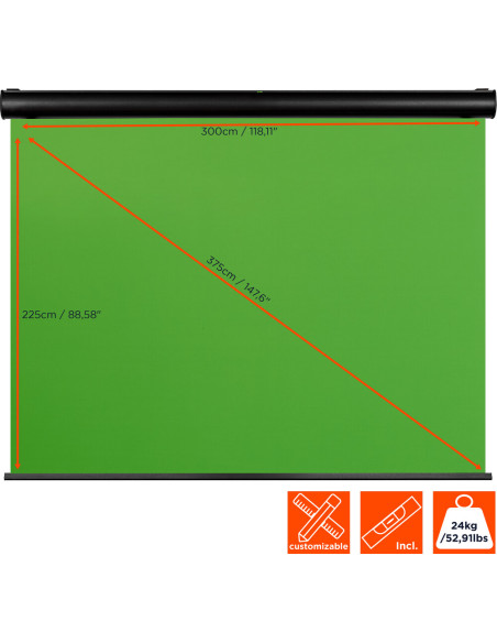 celexon Electric Chroma Key Green Screenideal large background for high-quality video content, online training or webcam meet
