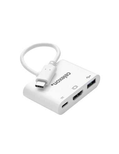 celexon USB-C auf HDMI - USB-A - USB-C M/F Multiport Adapter, weiß