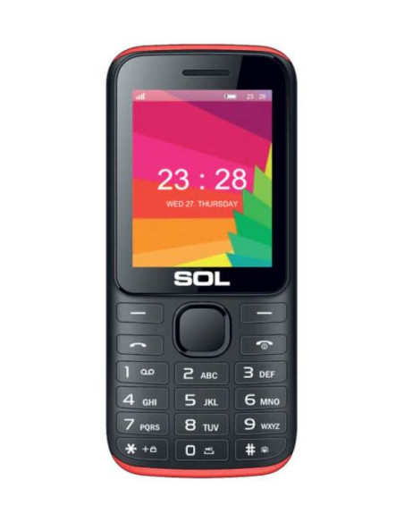 Мобилен телефон с бутони SOL B2400 черен с зелено