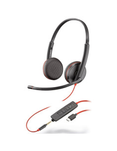 HP Poly Blackwire 3225 стерео USB-C слушалка +3,5 мм щепсел +USB-C/A адаптер