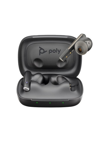 Слушалки HP Poly Voyager Free 60 UC M Carbon Black + адаптер BT700 USB-C + калъф за основно зареждане