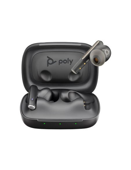 Слушалки HP Poly Voyager Free 60 UC M Carbon Black + адаптер BT700 USB-C + калъф за основно зареждане