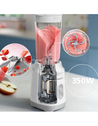PHILIPS Мини блендер серия 3000 350W ProBlend 2 скорости бял