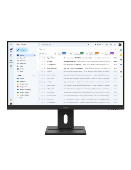 Lenovo ThinkVision E27-40 27" IPS, WLED, 1920x1080, 16:9, 100Hz, 300 cd/m2, 1500:1, 2Wx2 високоговорителя, HDMI, DP, VGA, нак