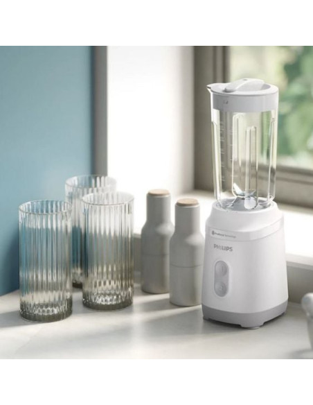 PHILIPS Мини блендер серия 3000 350W ProBlend 2 настройки за скорост бял и сребрист
