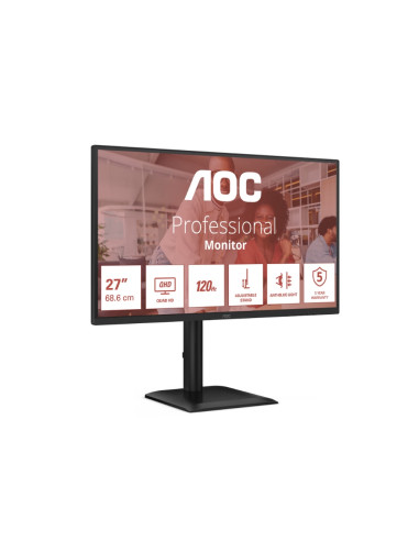 AOC Q27E4U, 27" IPS WLED, 2560x1440@120Hz, 4ms GtG, 350cd m/2, 1500:1, 20M:1 DCR, Adaptive Sync, FlickerFree, Anti Blue Light