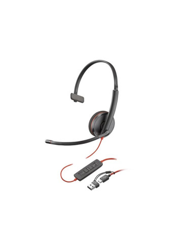 HP Poly Blackwire 3210 моно USB-C слушалка + USB-C/A адаптер