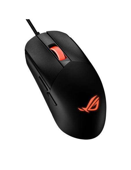 Геймърска мишка Asus ROG Strix Impact III, полу-две ръце, жична, лека, сензор 12000 DPI, 5 програмируеми бутона, сменяеми пре
