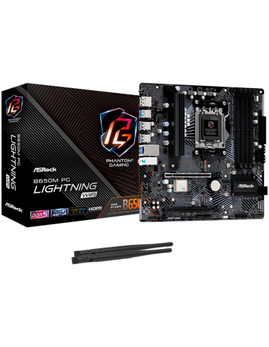 ASROCK B650M PG LIGHTNING WIFI AM5 Socket, 4x DDR5 7200+ Dual Channel RAM, PCIe 4.0 x16, 3.0 x16, 3x M.2 socket, 4x SATA 6GB,